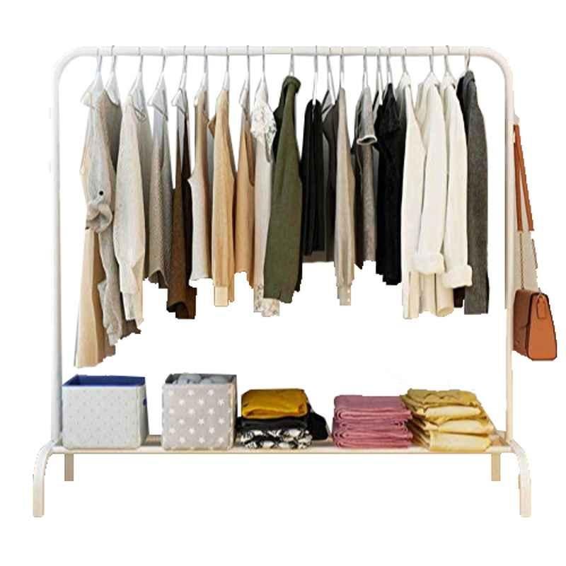 Rubik 150cm Steel White Clothes Rail Stand with Hooks, Size: Large