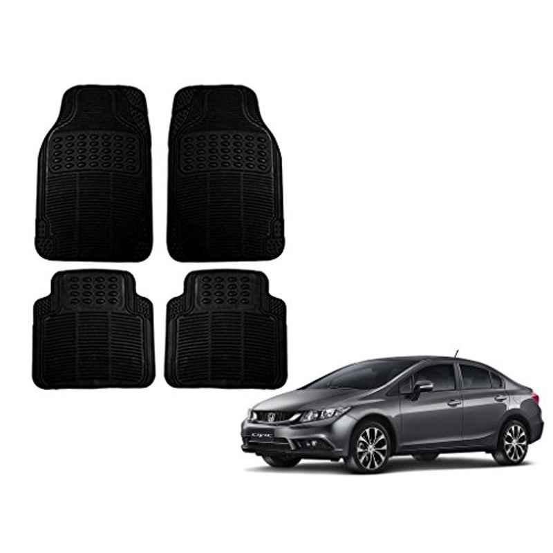 Kozdiko 4 Pcs Black Rubber Car Mat Set for Honda Civic