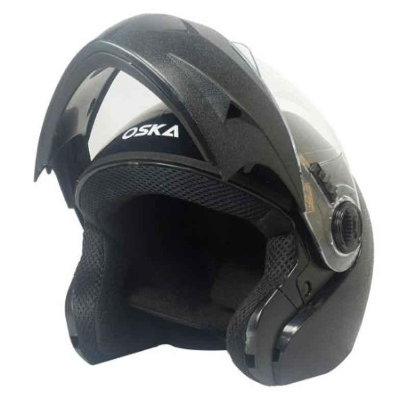 Steelbird SB-41 Oska Classic Black Flip Up Helmet, Size (Large, 600 mm)