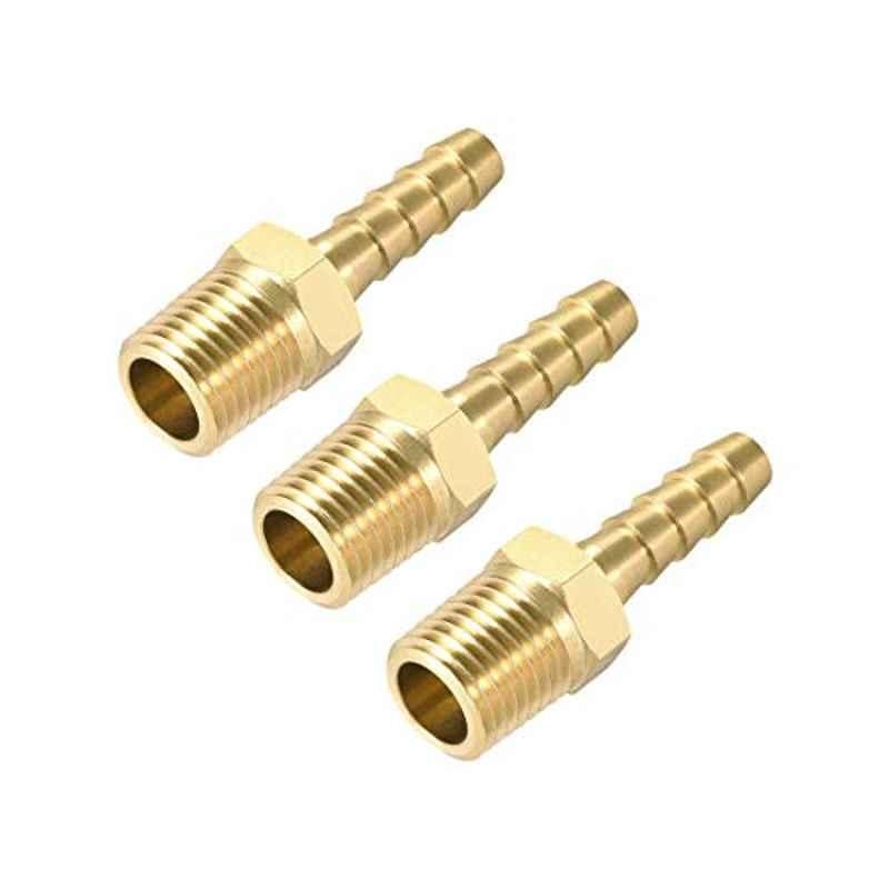 Uxcell 1/4 inch 44mm Brass Barb Hose Connector (Pack of 3)