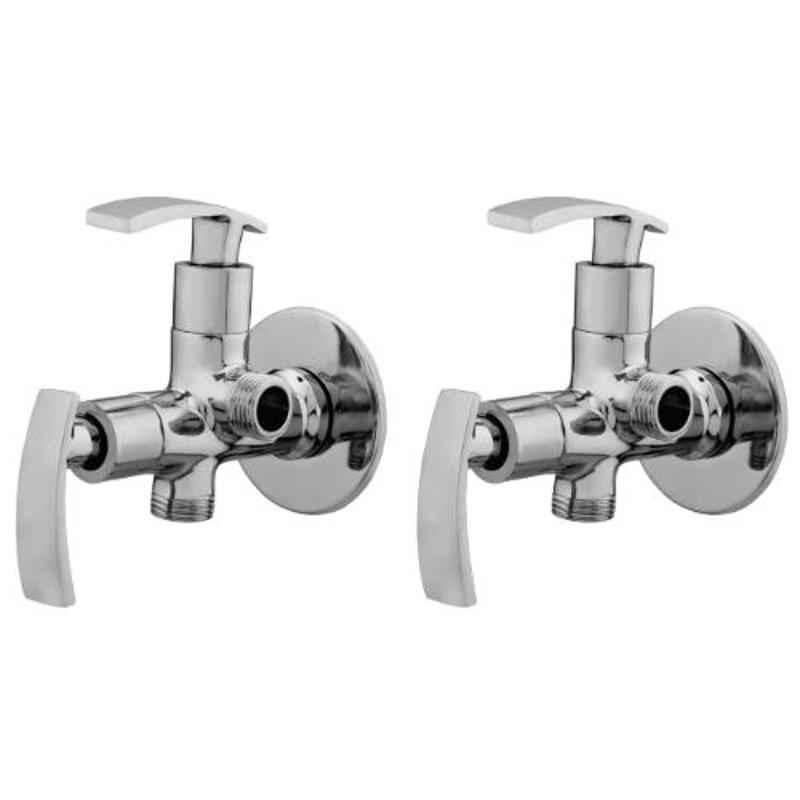 Drizzle Soft 2 Pcs 2 in 1 Brass Chrome Finish Silver Angle Valve Set, AAC2IN1SOFT2