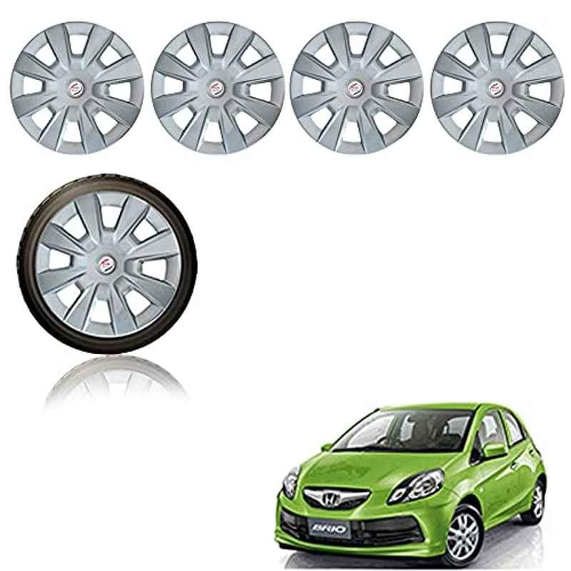 Auto Pearl 4 Pcs 14 inch ABS Silver Car Wheel Cover Set for Honda Brio