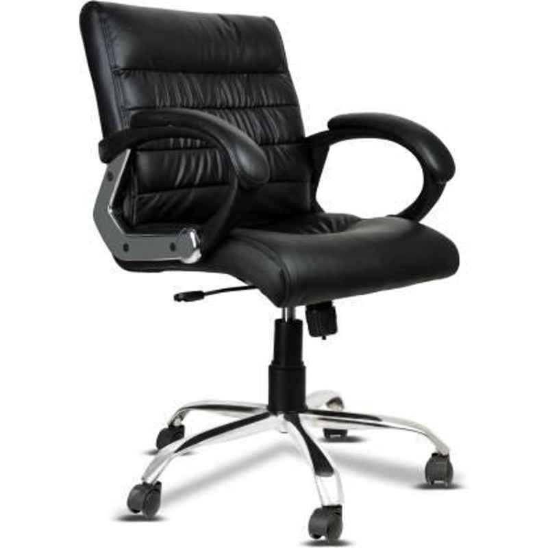 Mezonite KI 213 Black Medium Back Leatherette Office Chair (Pack of 2)