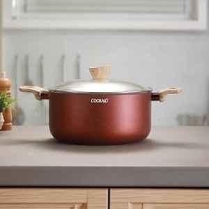 Cookaid Neo Glide 4.8 Litre 24cm Aluminium Metallic Cherry Non Stick PTFE Coated Casserole with Glass Lid, CKD-NS-CS24-20
