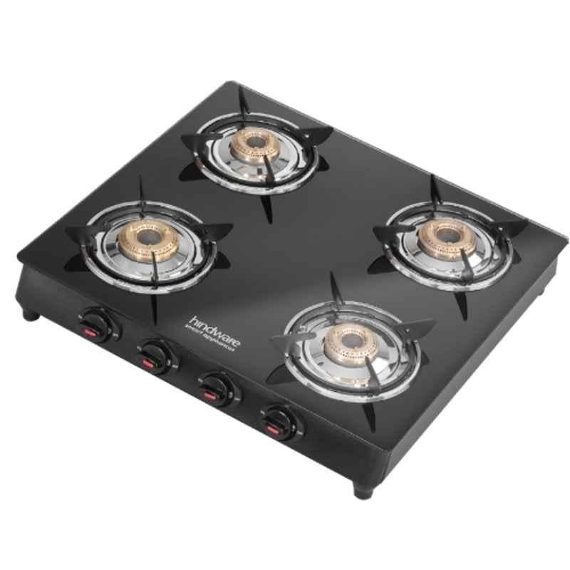 Hindware Pioneer 4B Glass Top Cooktop with 4 Brass Burner & Manual Ignition, CT 100211