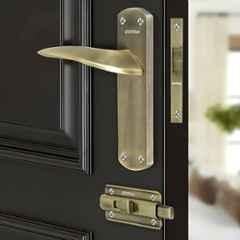 Plantex Heavy Duty Door Lock Bathroom Door Lock/Mortise 8inch Keyless Plate Handle Set for Home/Bathroom/Storeroom/Balcony/Office with Baby Latch 8128- Antique Brass