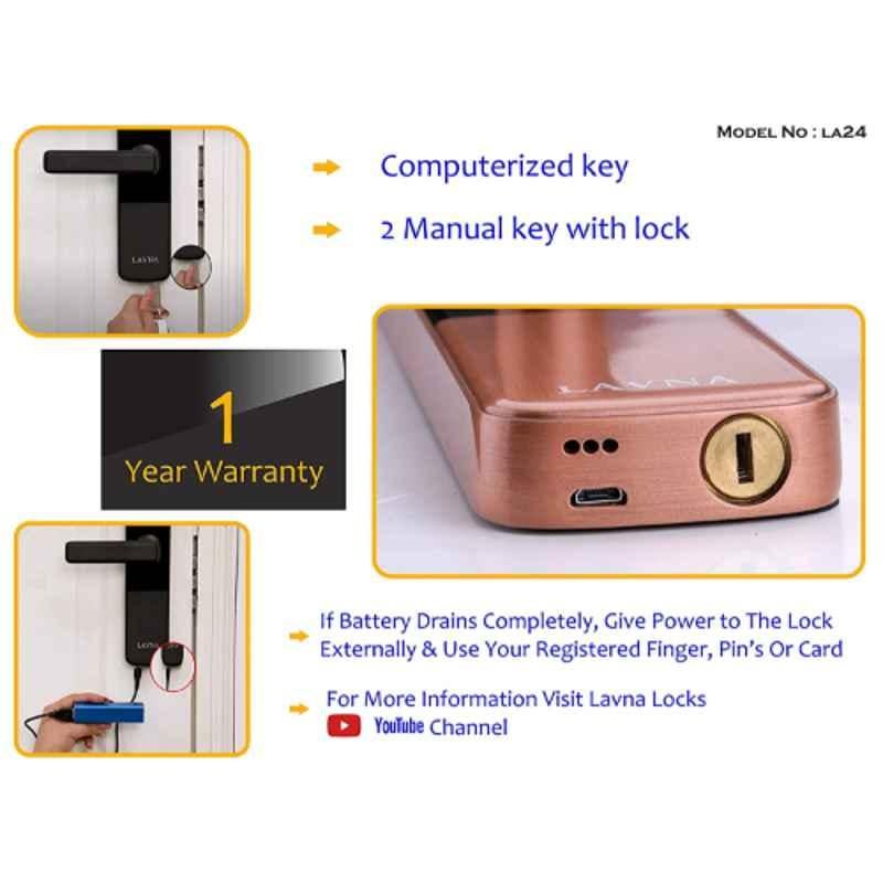 Lavna L-A24 Rose Gold Smart Digital Door Lock for Wooden Doors