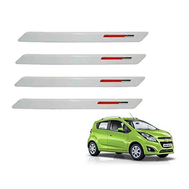 Kozdiko 4 Pcs White & Red Designer Car Bumper Protector Set for Chevrolet Beat, KOZ-36814