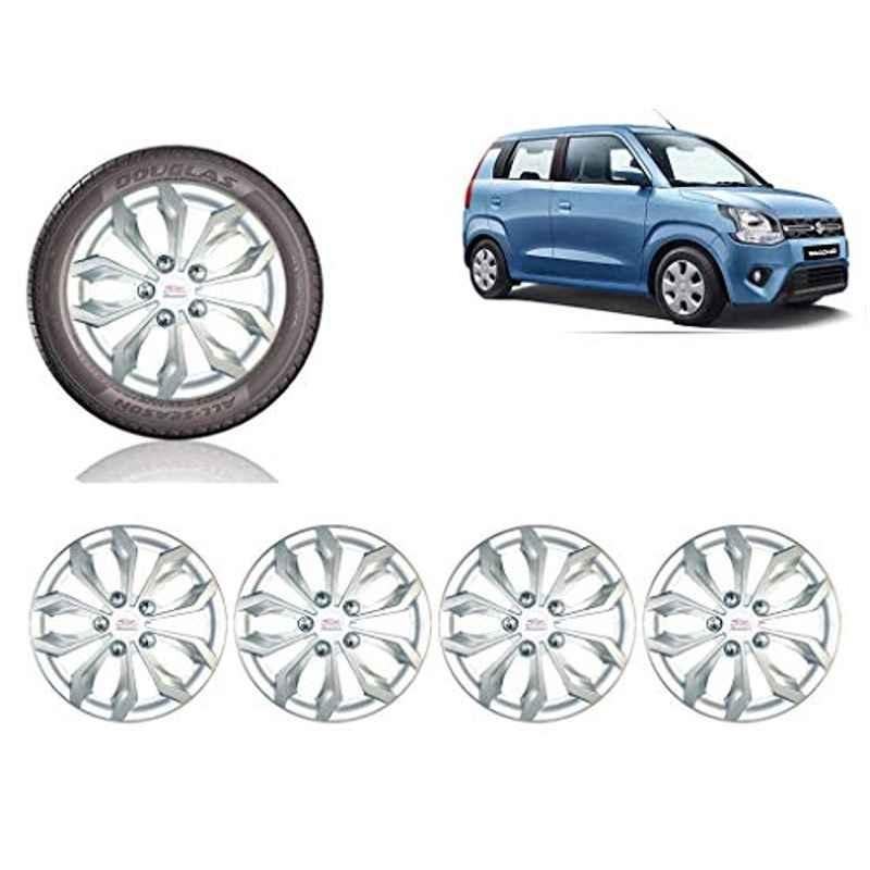 Auto Pearl 4 Pcs 14 inch ABS Silver Car Wheel Cover Set for Maruti Suzuki Wagon R 2019