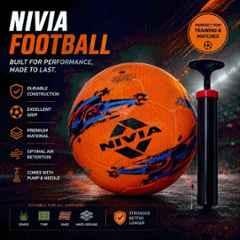 Nivia Storm Orange Football with Pump (Pack of 2), Size: 5