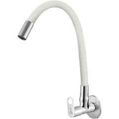 Prestige Prime Brass Chrome Finish White Flexible Sink Cock with Wall Flange