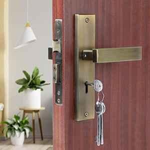 Saze 8 inch Stainless Steel Antique Matt Finish Silver Key Plate Mortise Door Lock Pull Handle Set, LB-1007