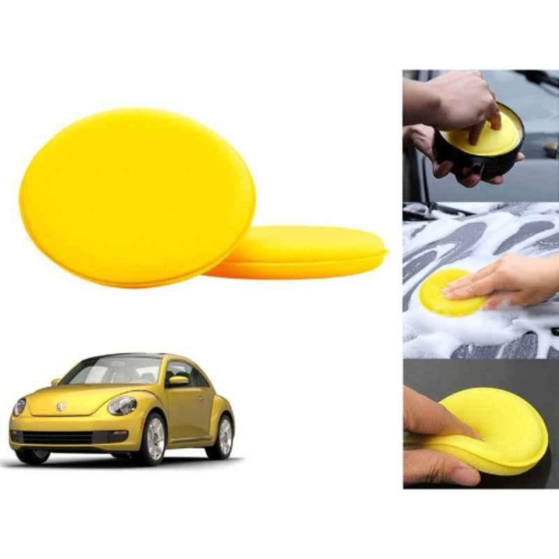 Auto Pearl Polyurethane Beige Washing & Waxing Polish Foam Sponge for Beetle (Pack of 2)