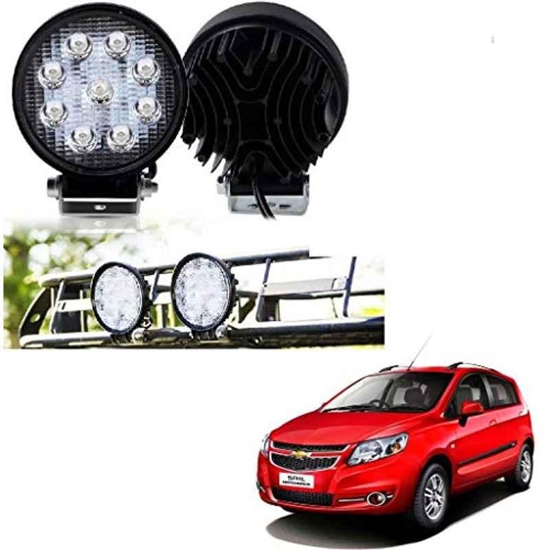Kozdiko 2 Pcs 27W 4 inch 9 LED Waterproof Round White Fog Light Set with Mounting Brackets for Chevrolet Sail Hatchback, kozd_20081