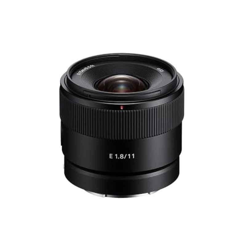 Sony SEL11F18 11mm F1.8 Black Wide Angle E-Mount Prime Camera Lens for Vlogging & Content Creation, SEL11F18/C SYX