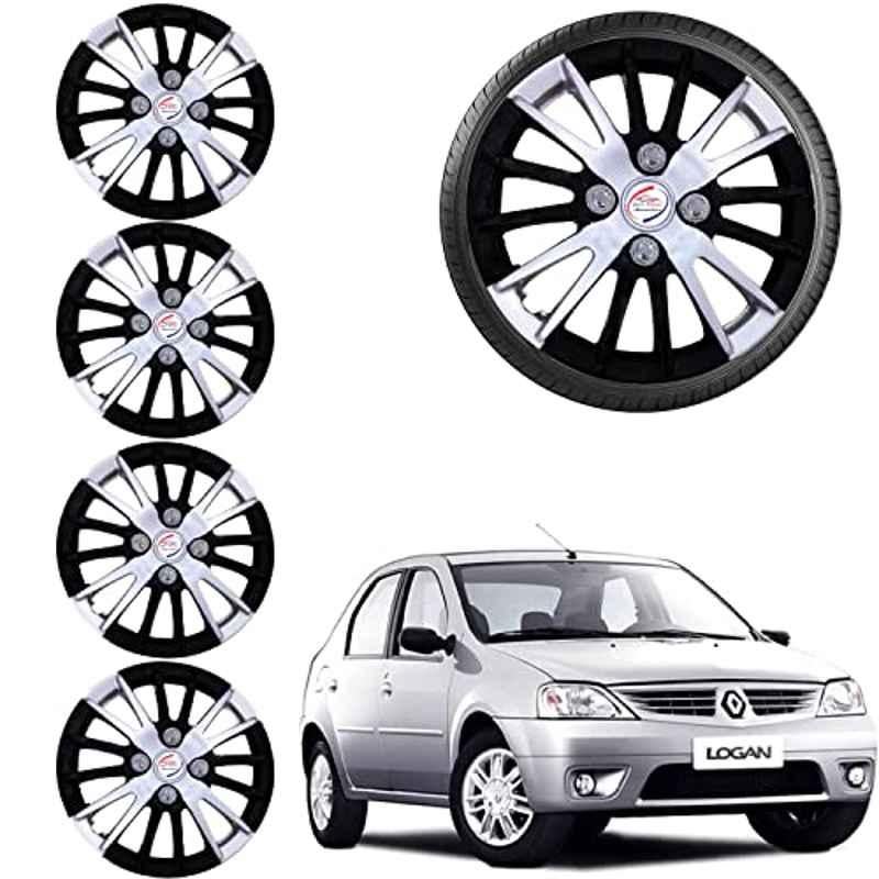 Auto Pearl 4 Pcs 14 inch ABS Black & Grey Car Wheel Cover Set for Renault Logan