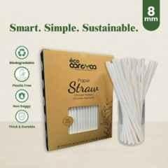 Eco Aaroyaa 8mm White Paper Straw (Pack of 50)