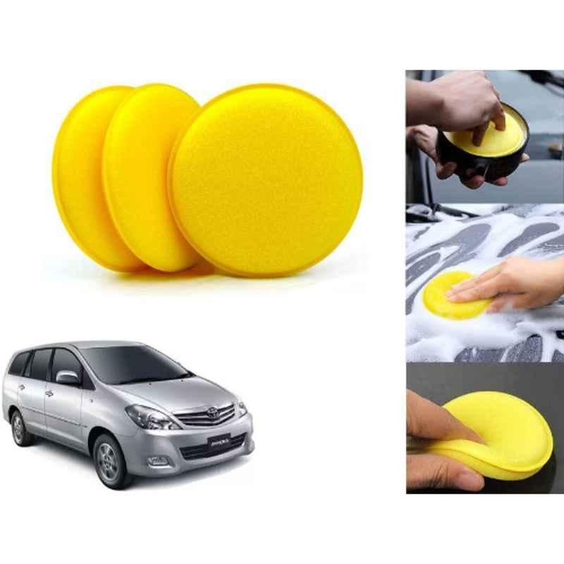 Auto Pearl Polyurethane Beige Washing & Waxing Polish Foam Sponge for Innova 2005-2008 (Pack of 3)