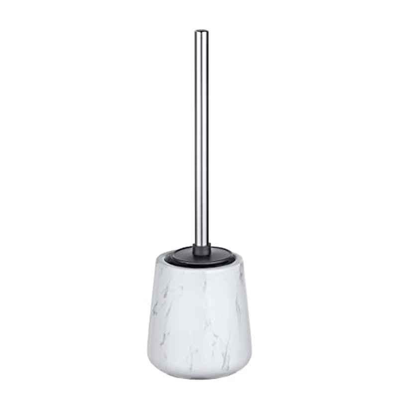 Wenko 12x39cm Ceramic White Toilet Brush Holder with Silicone Brush, 23697100