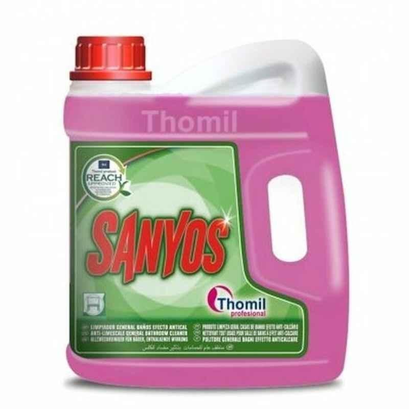 Thomil Sanyos Anti Limescale General Bathroom Cleaner, LBA004, Floral Scented, 4 L, Pink, PK4