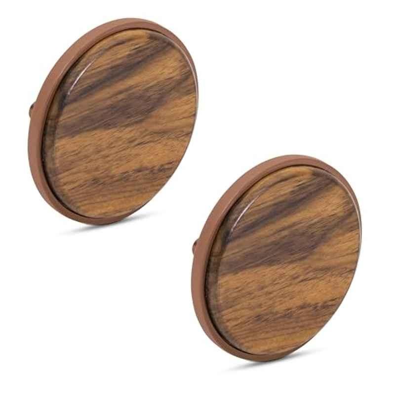 Plantex Knobs for Drawer | Round Drawer Knobs | Knobs for Cabinets | Pull-Push Knobs for Kitchen | Bedroom Drawer (Pack of 2) Big, Rose Gold & Wood
