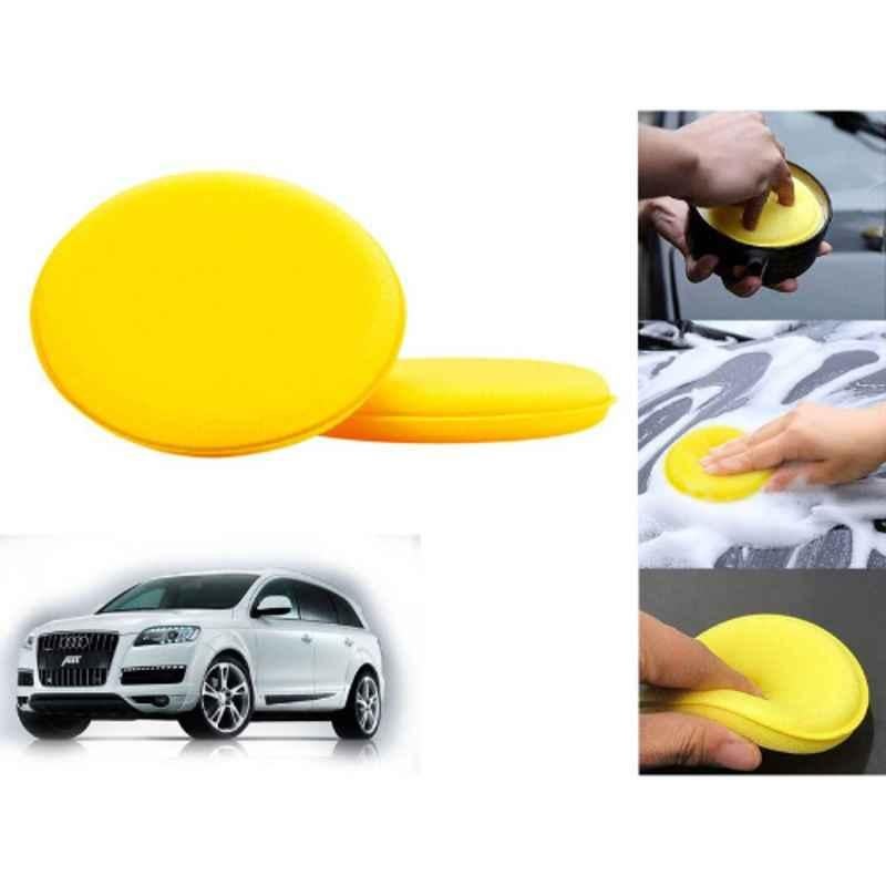 Auto Pearl Polyurethane Beige Washing & Waxing Polish Foam Sponge for Q7 (Pack of 2)