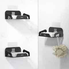 Plantex Self Adhesive Soap Dish/Stainless Steel Soap Holder for Washbasin/Soap Stand for Bathroom Without Drill/Bathroom Accessories (Pack of 3) Black