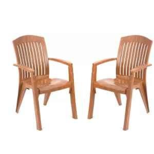 Nilkamal Heritage PRW Plastic Pear Wood Outdoor Chair, (Pack of 2)