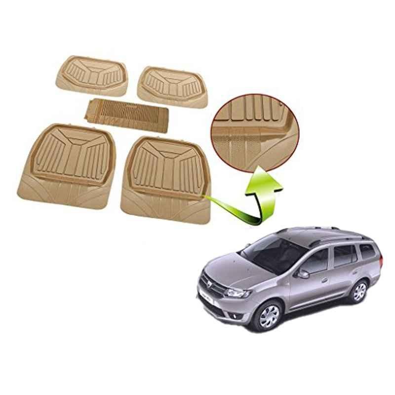 Kozdiko 5 Pcs Rubber Beige 3G Rubber Mat Set for Mahindra Thar