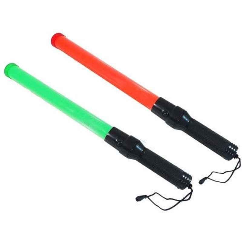 Traffic Baton Light, Battery And Rechargeable, Hand Held Flashing Warning Stick At Night, Parking Guide, Red And Green (Green (Battery))