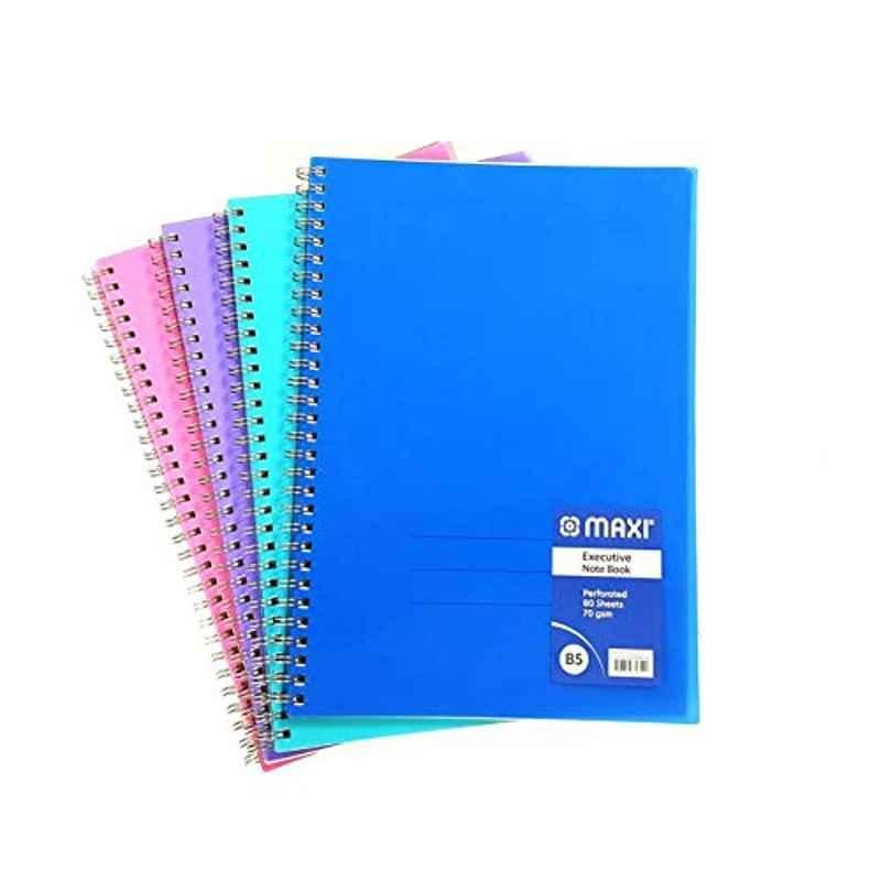 Maxi B5 80 Sheets 70 GSM Assorted Polypropylene Executive Spiral Notebook, MX-EXNB-B5