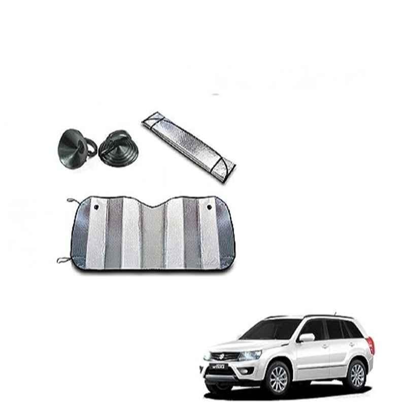 Kozdiko Aluminium Foil UV Protection Silver Windshield Sun Shade for Maruti Suzuki Grand Vitara
