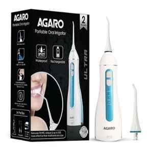 AGARO Ultra 200ml White Portable Dental Flosser for Teeth with 2 Nozzles & 4 Cleaning Modes, 33440B