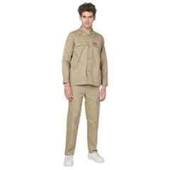 French Terrain 200 GSM 100% Cotton Khaki Industrial Work Wear Jacket & Pant Set for Men, Size: 2XL (44 cm)