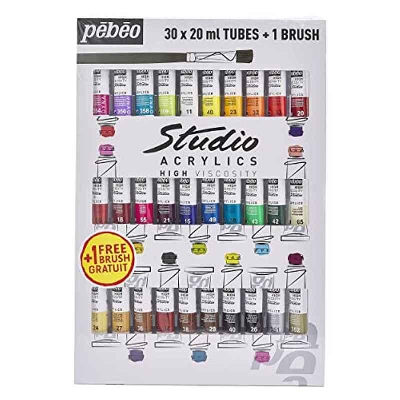Pebeo Studio 30 Pcs 20ml High Viscosity Acrylic Paint Set, 833431