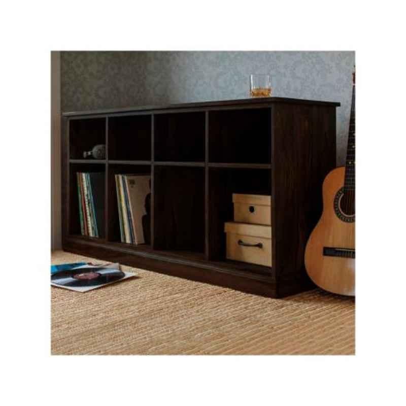 Angel Furniture Solid Sheesham Wood Lacquar Finish Dark Brown Rectangular Space Saver Bookshelf, AF-186W