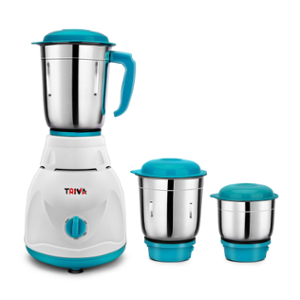 Triva Remix Pro750 500W Stainless Steel Sky Blue Copper Armature Motor Mixer Grinder with 3 Jars, TRVMIXI063