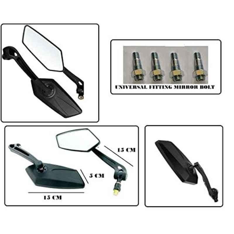 AOW Fancy Small 5 Edge Rear View Mirror for TVS Fiero (Pack of 2)