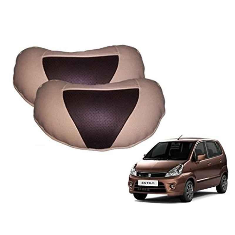 Kozdiko 2 Pcs Brown & Beige Neck Rest Set for Maruti Suzuki NA, koz_26934