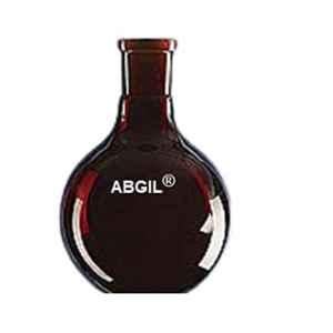 ABGIL 500ml Borosilicate Glass Amber Flat Bottom Boiling Flask with Rim & Interchangeable Joint, ABG1304