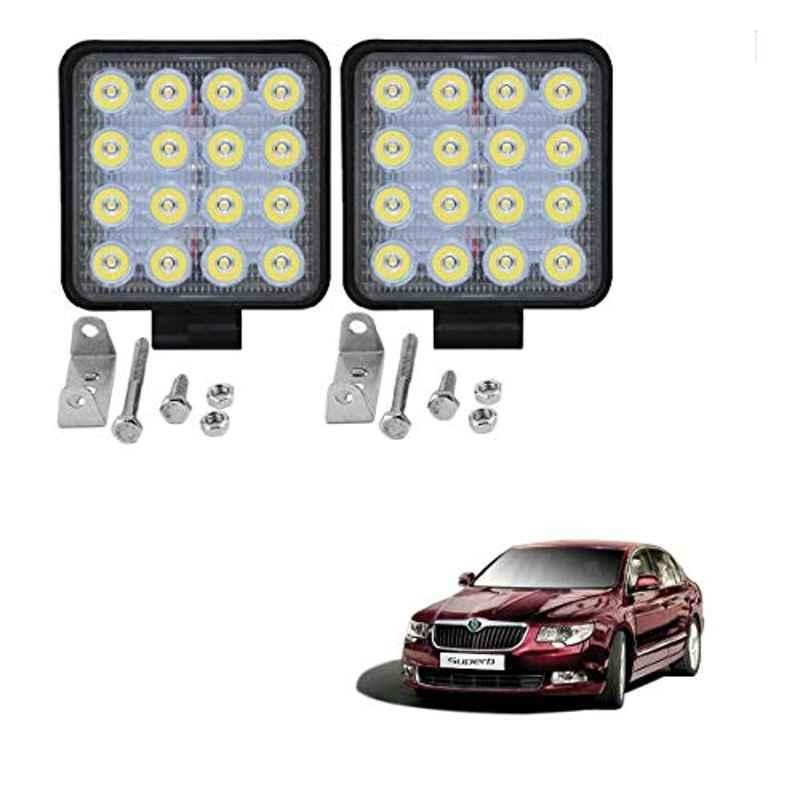 Kozdiko 2 Pcs 48W 16 LED White Bright Beam Square Fog Light Set for Skoda Superb, koz_92759