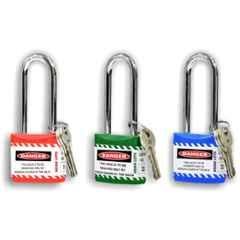 Asian Loto 3 Pcs 65mm Red, Green & Blue Long Shackle Jacket Padlocks Set for Safety, ALC-LPL-RGB