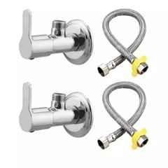 Fastgear 4 Pcs Stainless Steel Silver Chrome Finish Bathroom Faucet Set, FG2051