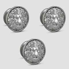 Plantex Lion Face Knobs for Drawer | Kitchen Cabinet Knobs | Pulls Handles for Wardrobe Kitchen (Pack of 3) Pcs Silver