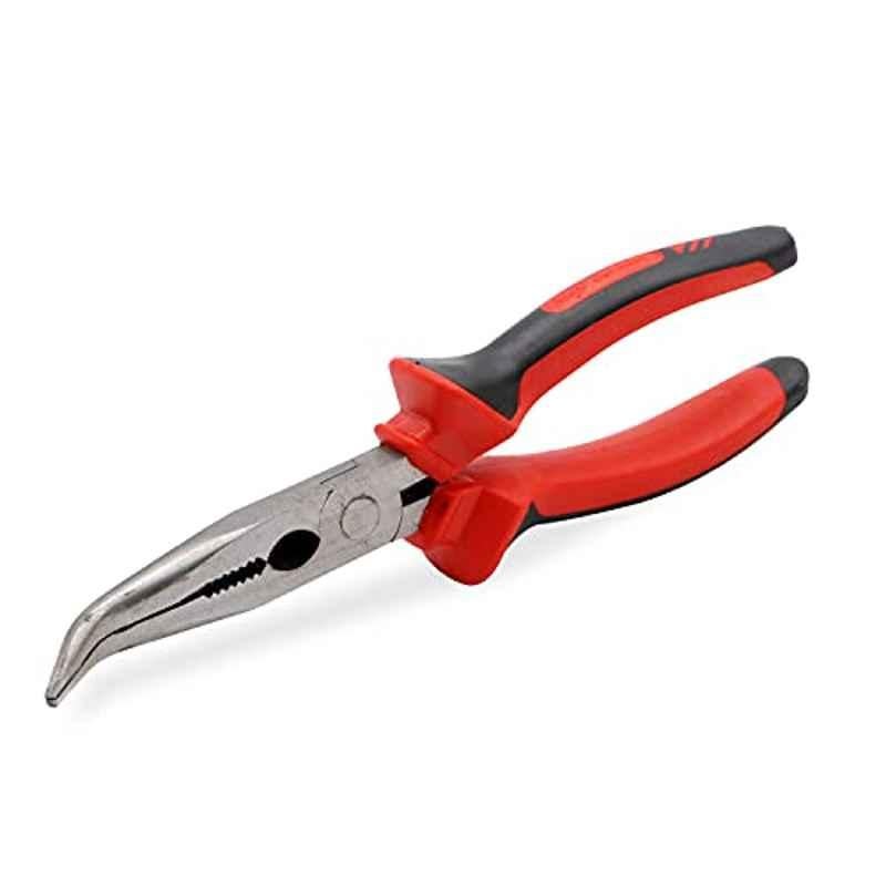 Max Germany 6 inch Chrome Nickel Steel Red & Black Bent Nose Plier, 303B-06