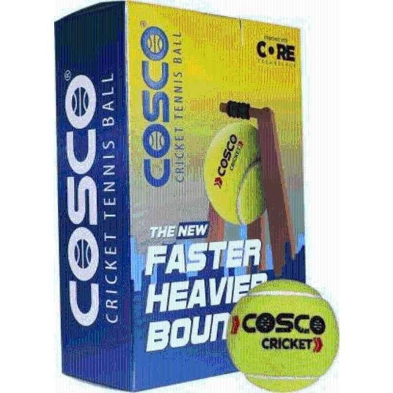 Cosco Hi Bounce Yellow Cricket Tennis Ball (Pack of 6), Size: 7
