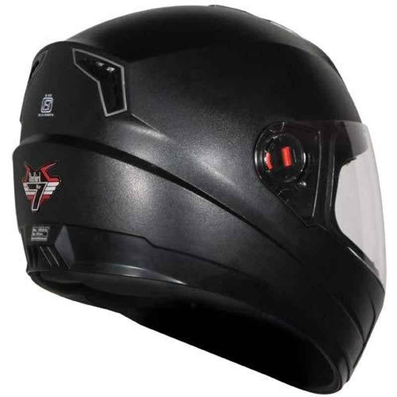 Steelbird 7 Wings ABS Black Full Face Helmet with Detachable Handsfree Device, Size: (M, 580 mm)