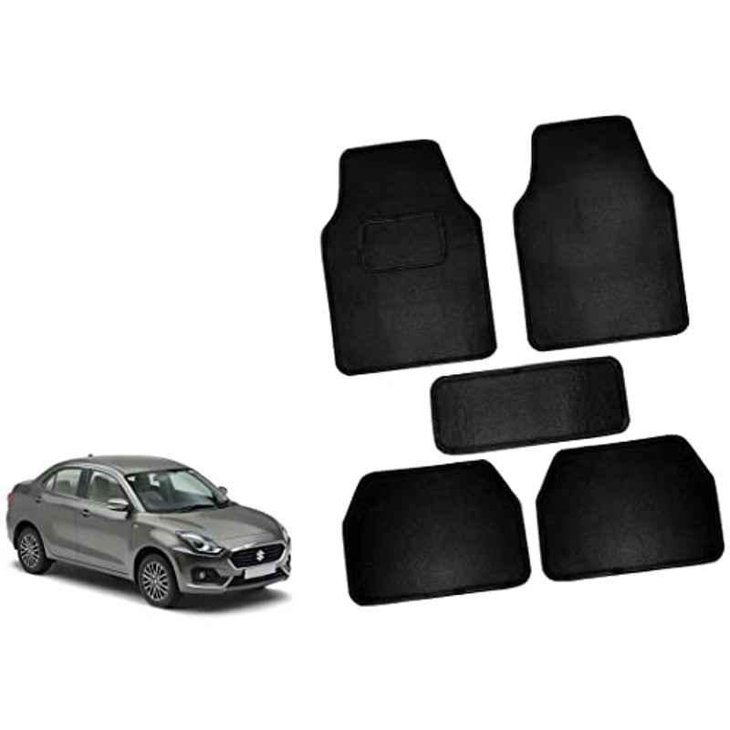 Auto Pearl 5 Pcs Polyester Black Car Floor Carpet Set for Maruti Suzuki Dzire 2020 onwards