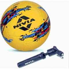 Nivia Standard Yellow Storm Football with Ball Pump, Size: 5