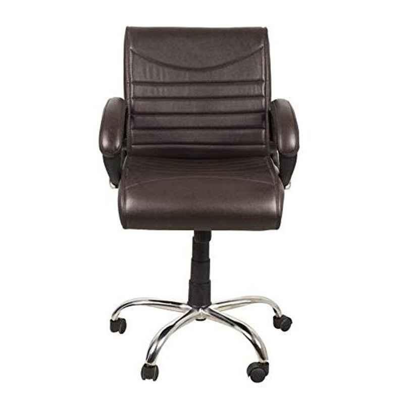 Tulip 45.7x55.9x53.3cm Leather Brown Medium Back Office Executive Chair with Padded Armrest, T100